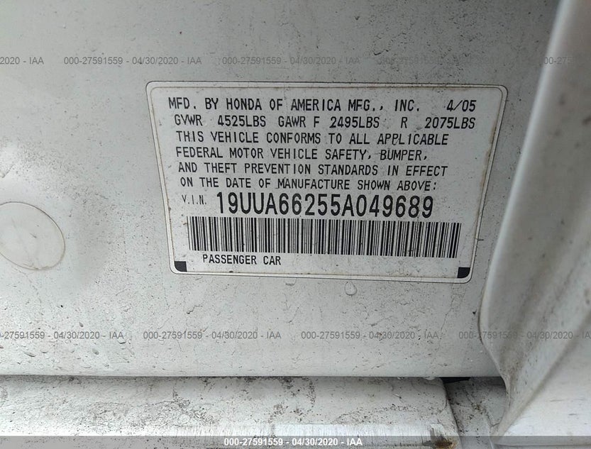19UUA66255A049689