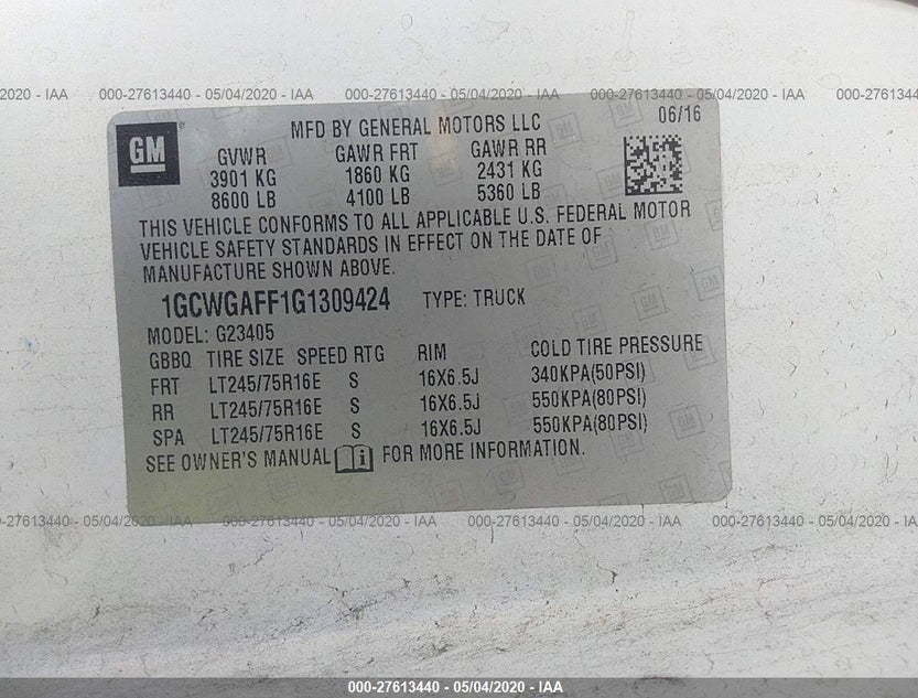 1GCWGAFF1G1309424