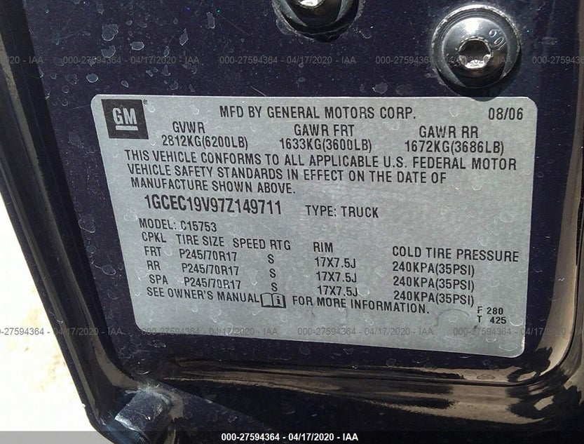 1GCEC19V97Z149711