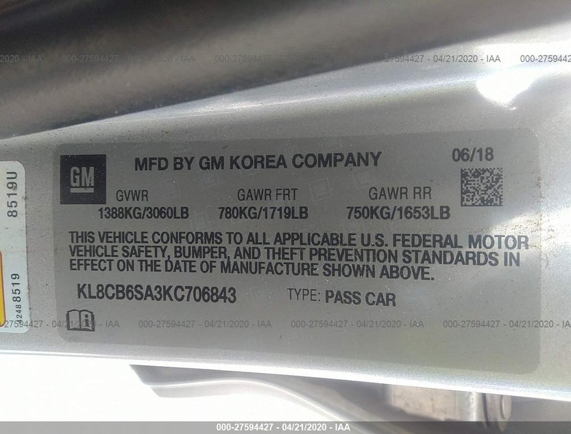 KL8CB6SA3KC706843