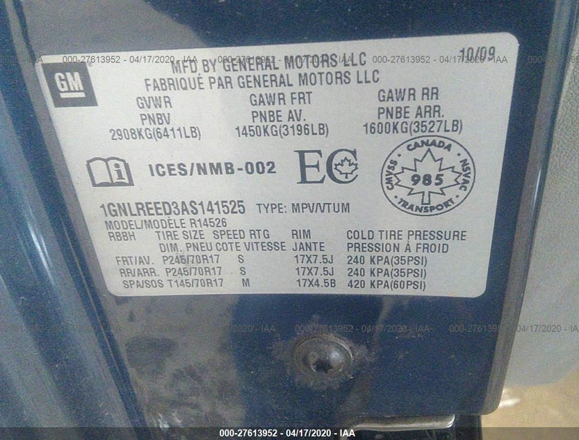 1GNLREED3AS141525