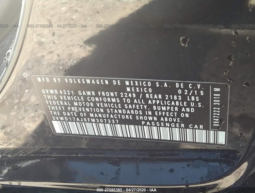 3VWD17AJXFM307337