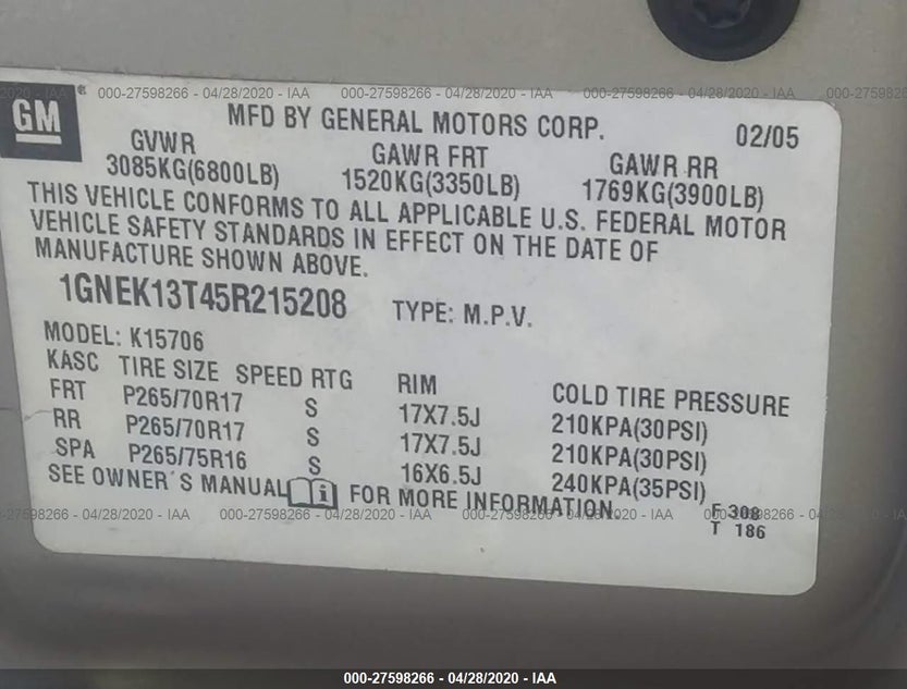 1GNEK13T45R215208