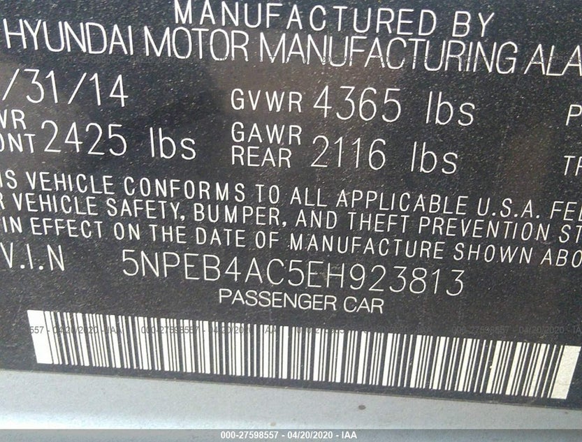 5NPEB4AC5EH923813