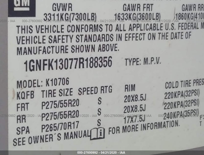 1GNFK13077R188356