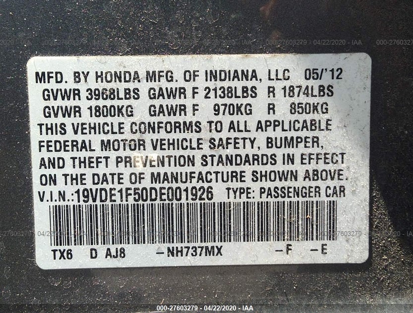 19VDE1F50DE001926