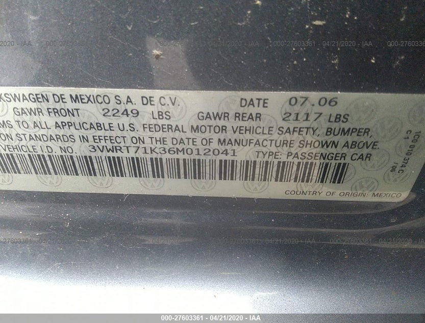 3VWRT71K36M012041