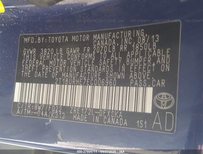 2T1BURHE7EC006960
