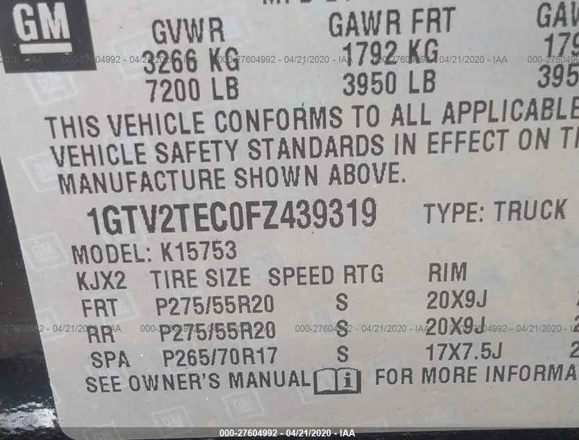 1GTV2TEC0FZ439319