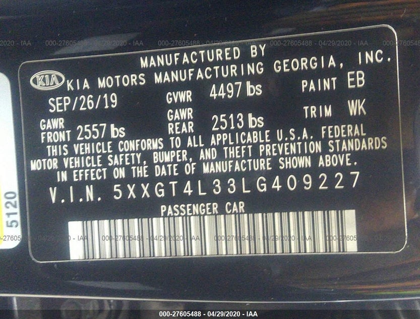 5XXGT4L33LG409227