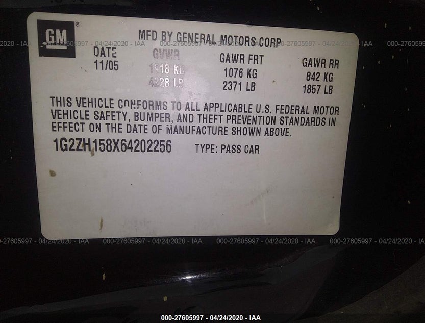 1G2ZH158X64202256
