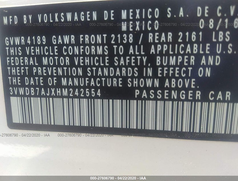 3VWDB7AJXHM242554