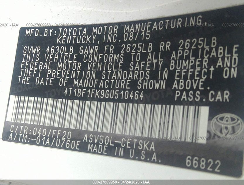 4T1BF1FK9GU510464