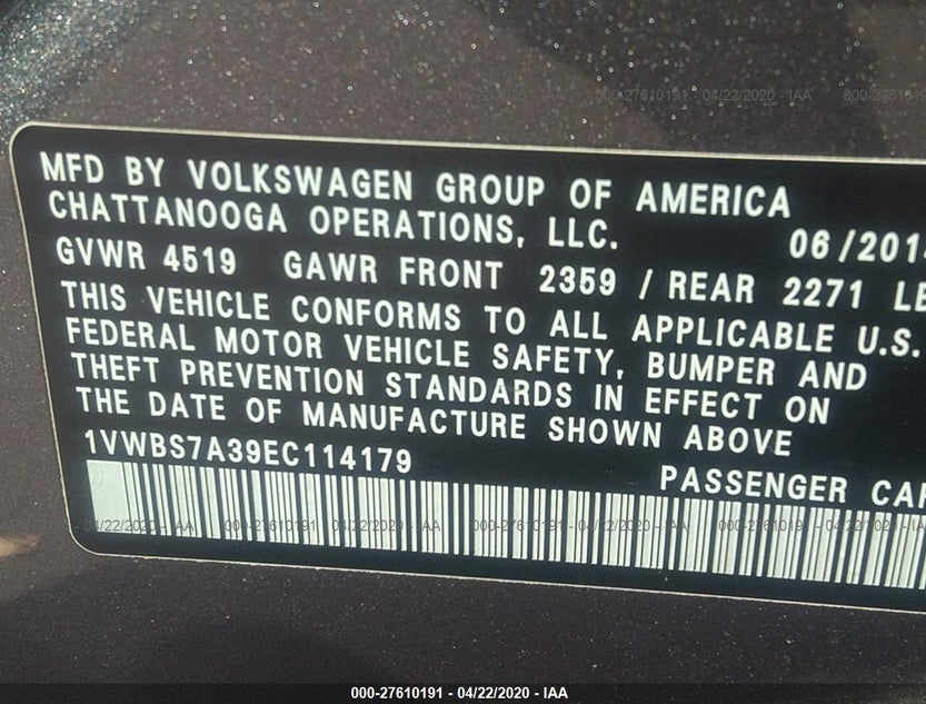 1VWBS7A39EC114179