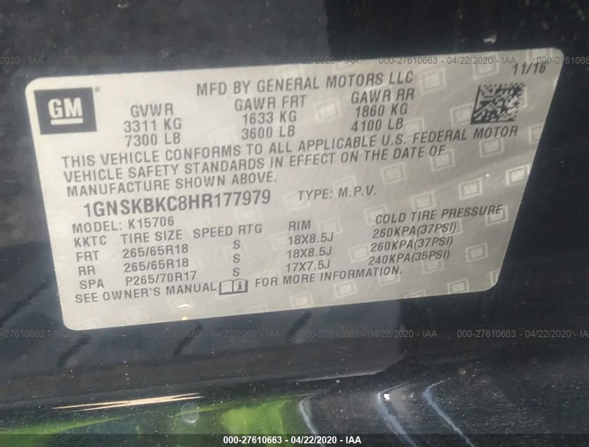 1GNSKBKC8HR177979