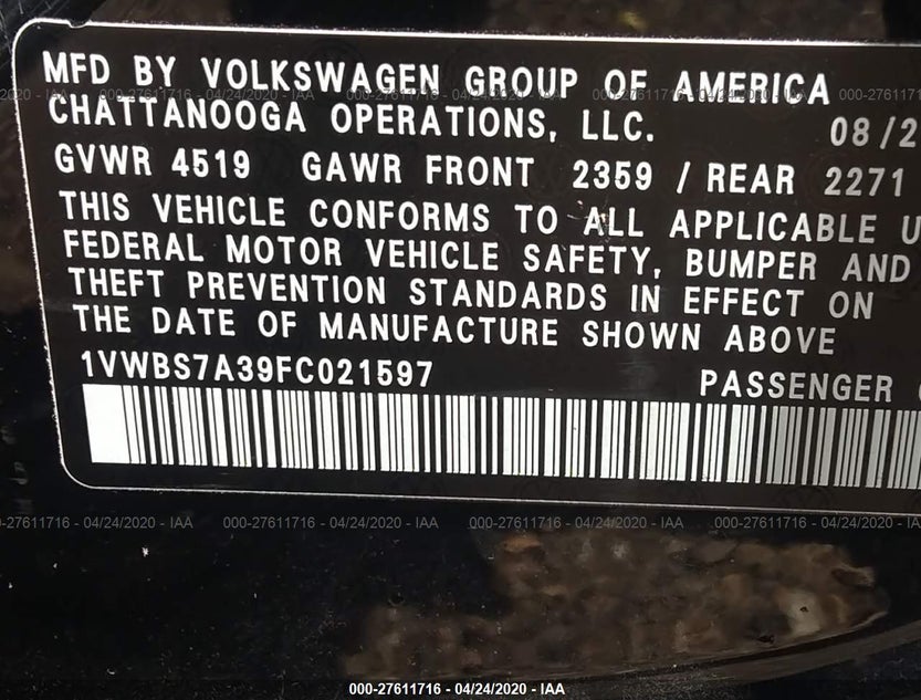 1VWBS7A39FC021597