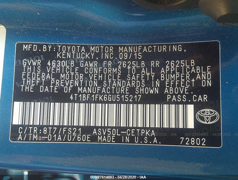 4T1BF1FK6GU515217
