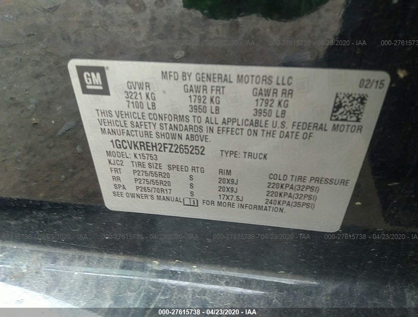 1GCVKREH2FZ265252