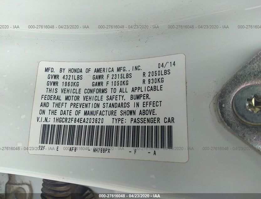 1HGCR2F84EA203620
