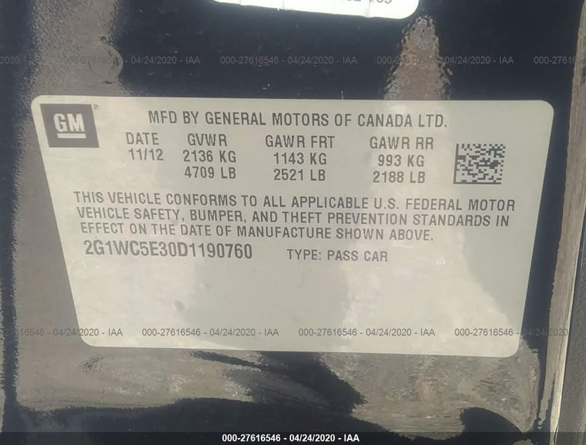 2G1WC5E30D1190760