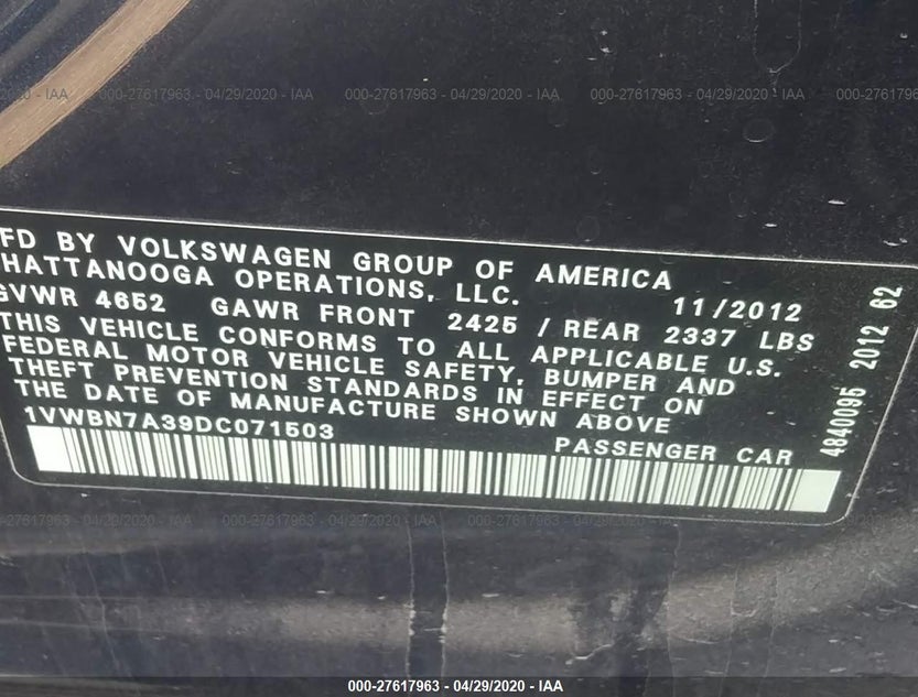 1VWBN7A39DC071503