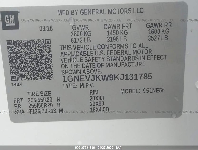 1GNEVJKW9KJ131785