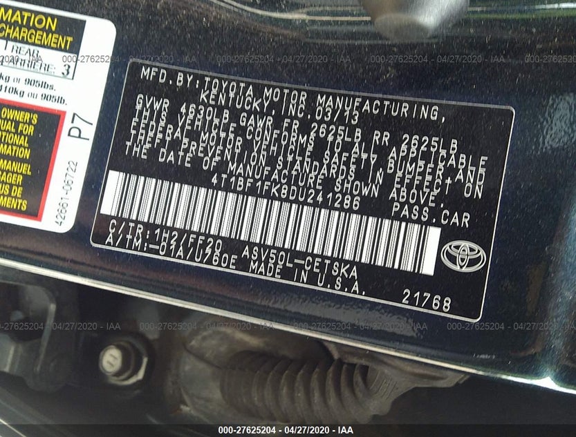 4T1BF1FK8DU241286