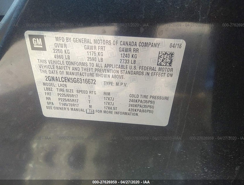 2GNALCEK5G6316672