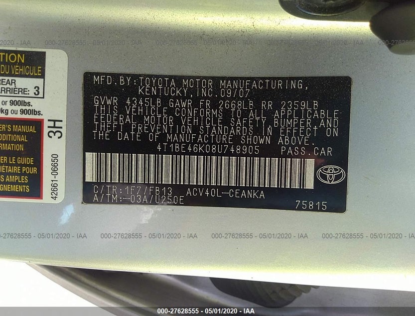 4T1BE46K08U748905