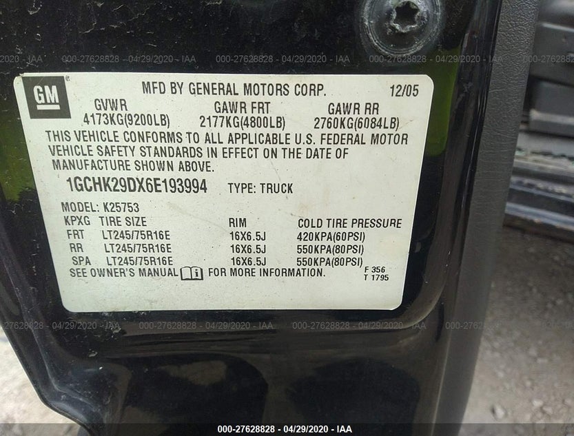 1GCHK29DX6E193994