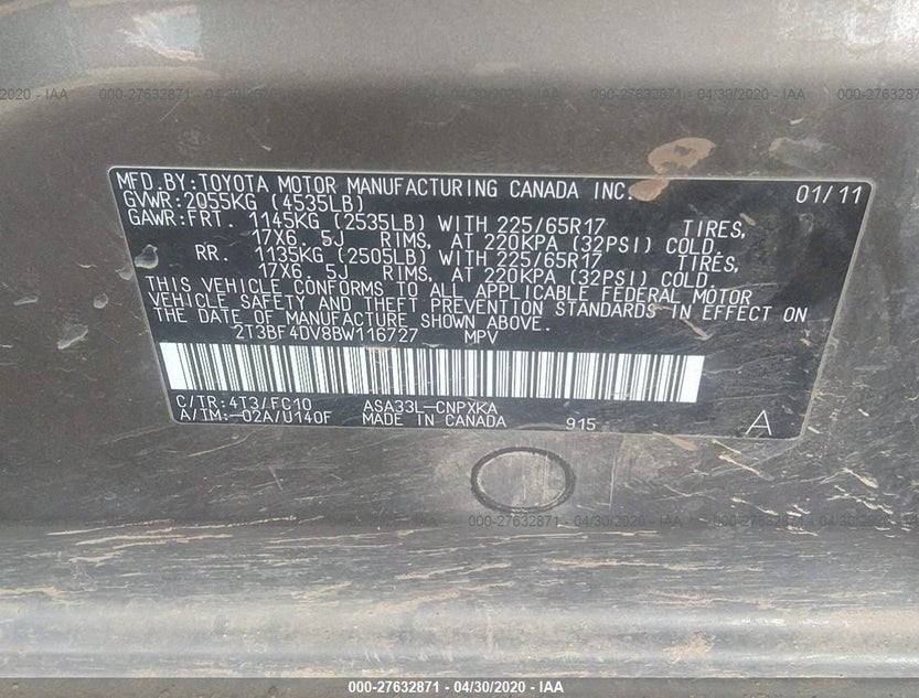 2T3BF4DV8BW116727