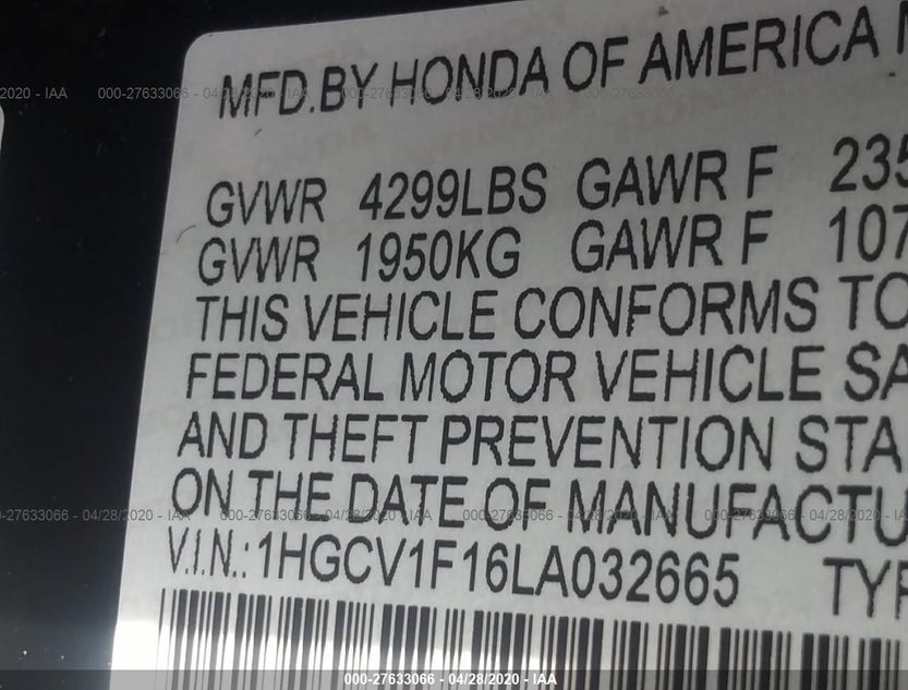 1HGCV1F16LA032665