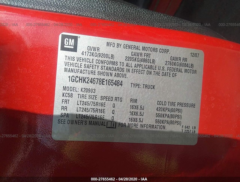 1GCHK24678E165484