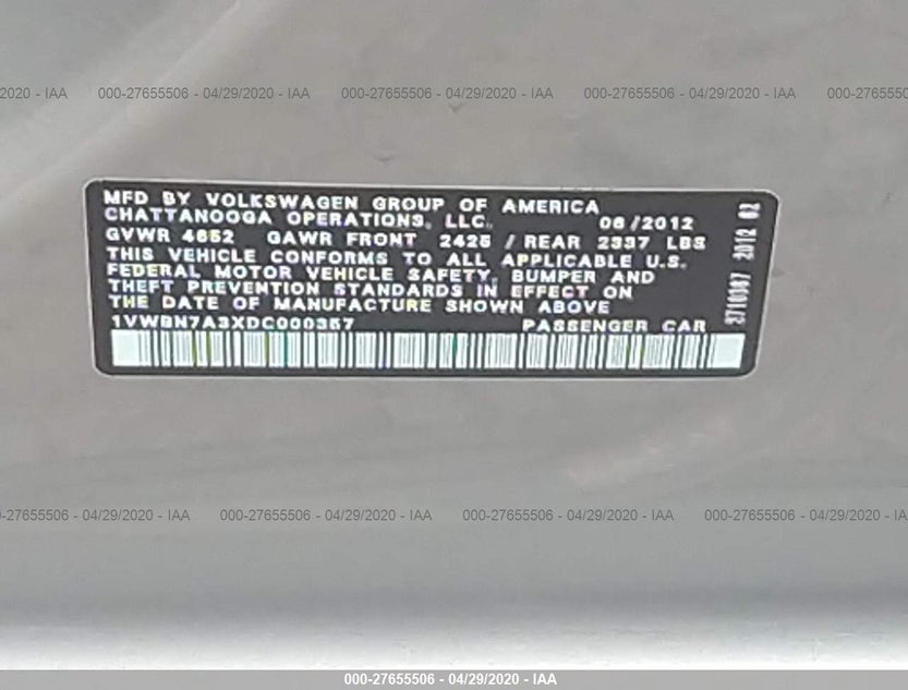 1VWBN7A3XDC000357