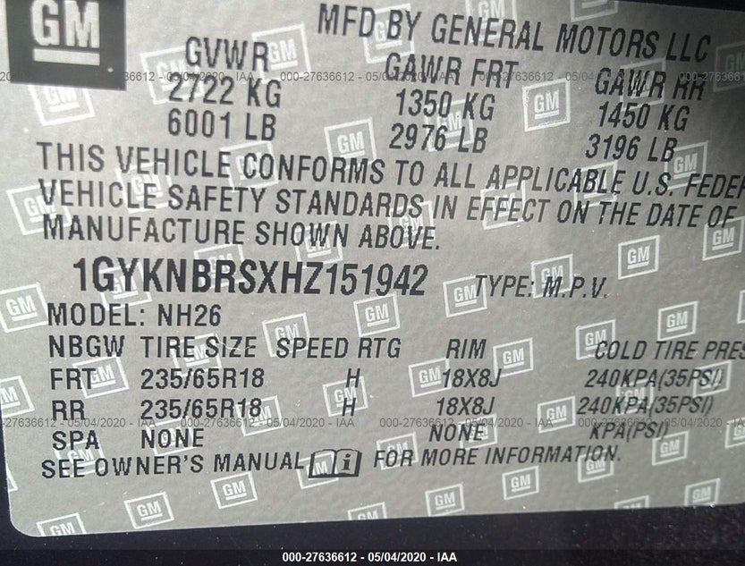 1GYKNBRSXHZ151942