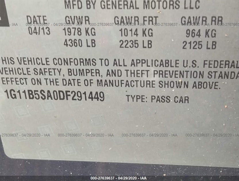 1G11B5SA0DF291449