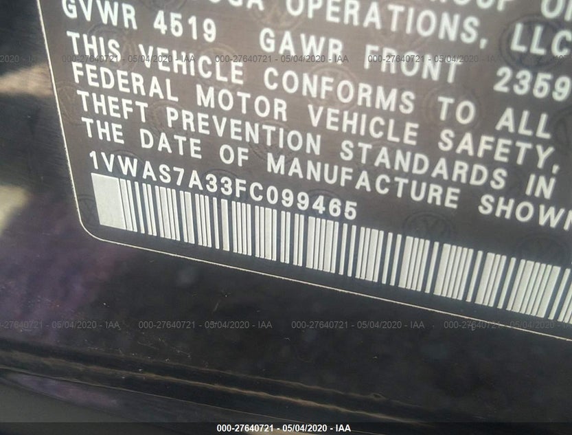 1VWAS7A33FC099465
