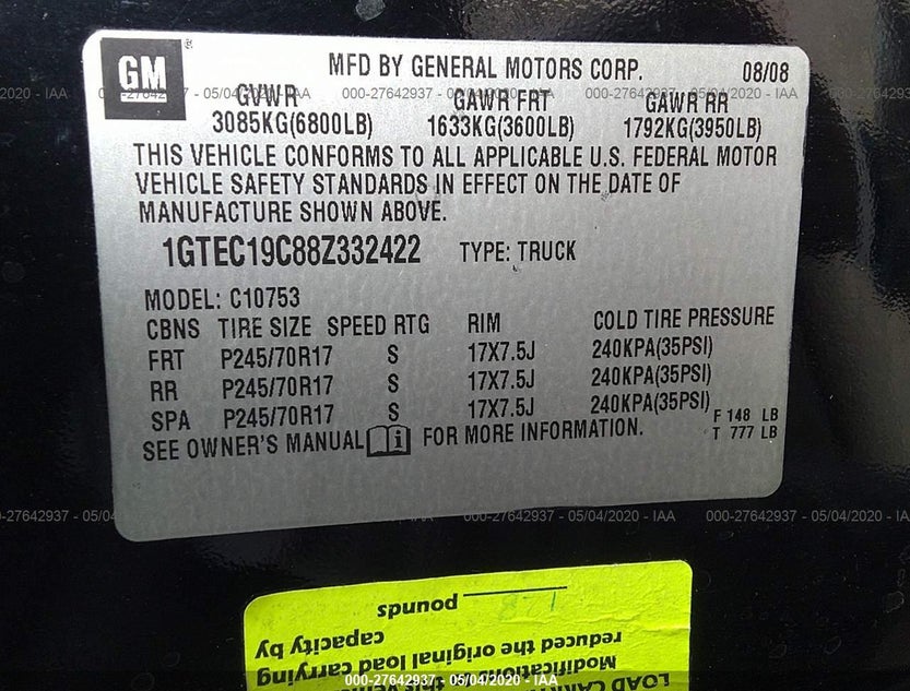 1GTEC19C88Z332422