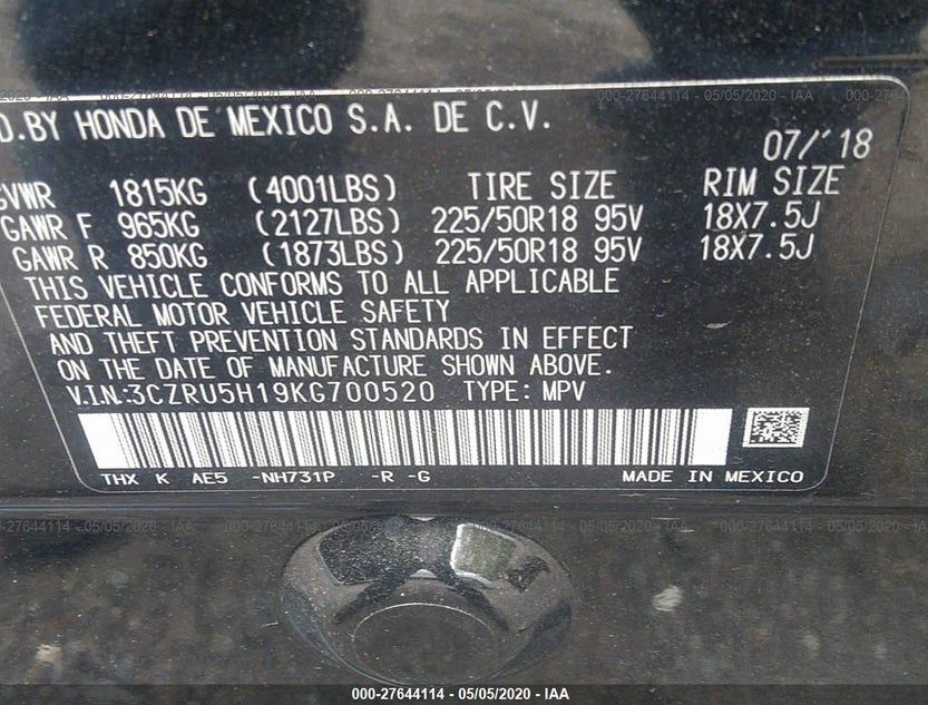 3CZRU5H19KG700520