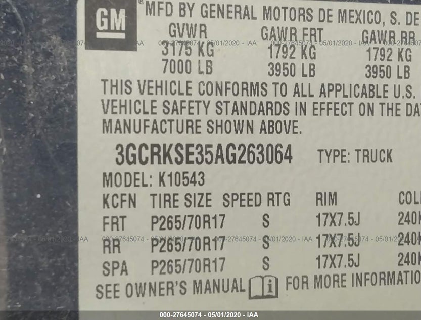 3GCRKSE35AG263064