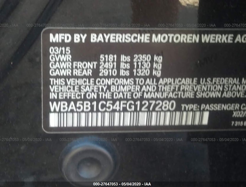 WBA5B1C54FG127280