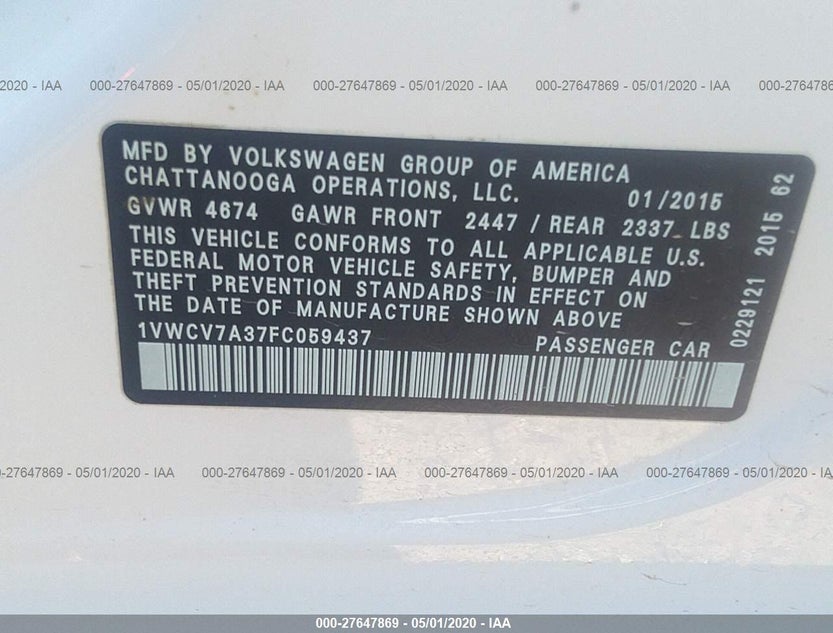 1VWCV7A37FC059437