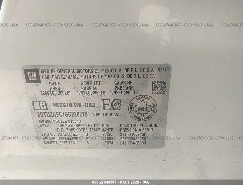 3GTU2NEC1GG220278