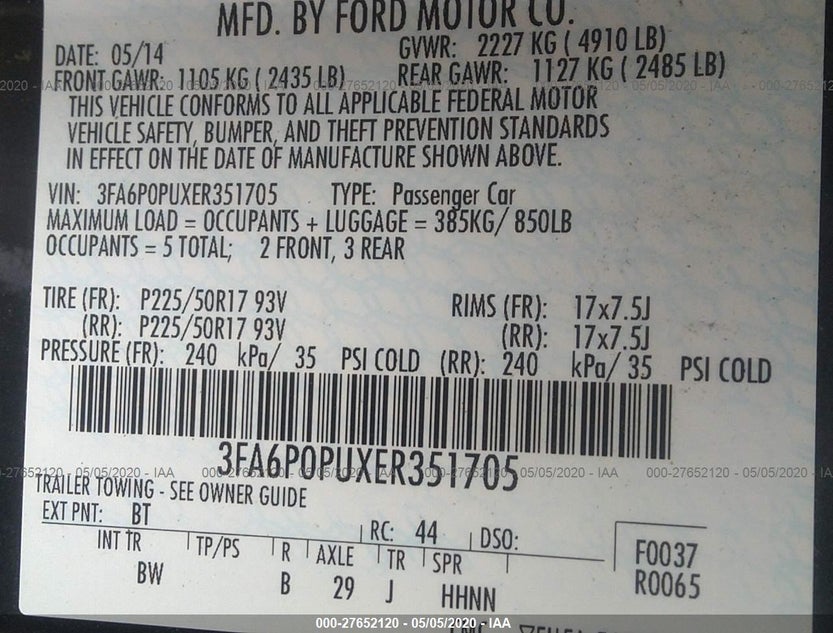 3FA6P0PUXER351705