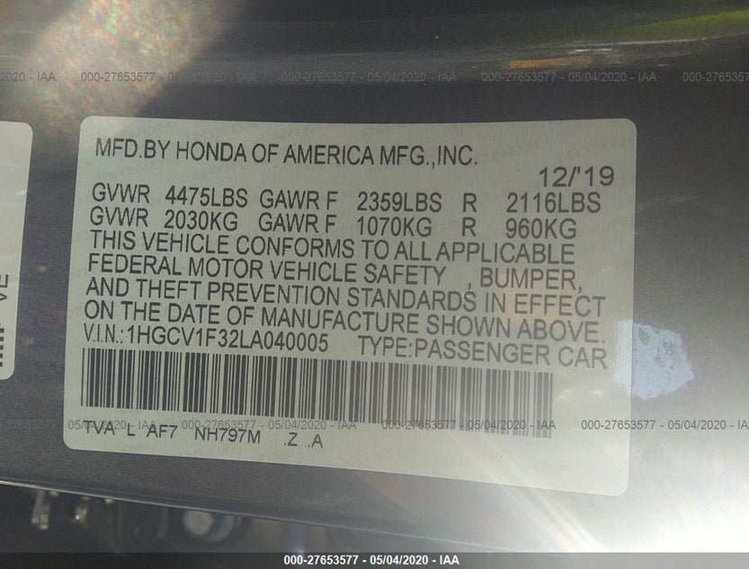 1HGCV1F32LA040005