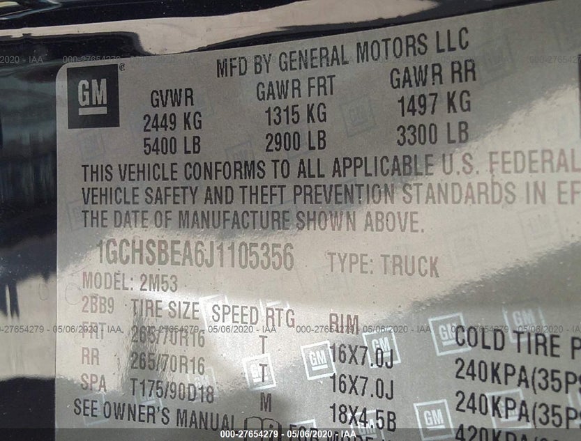 1GCHSBEA6J1105356