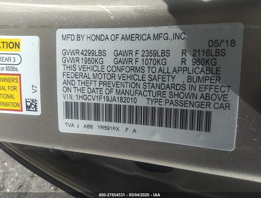 1HGCV1F19JA182010