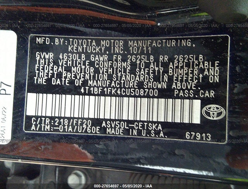 4T1BF1FK4CU508700