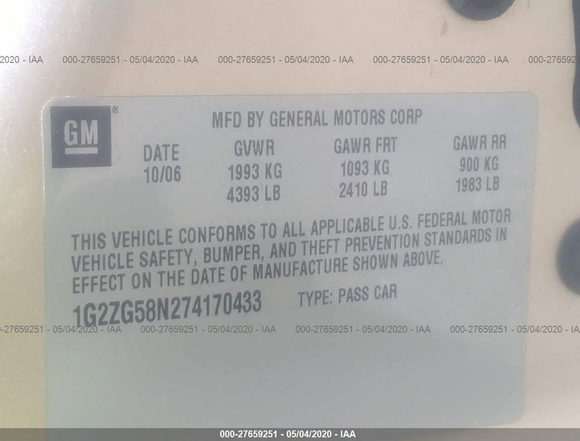 1G2ZG58N274170433