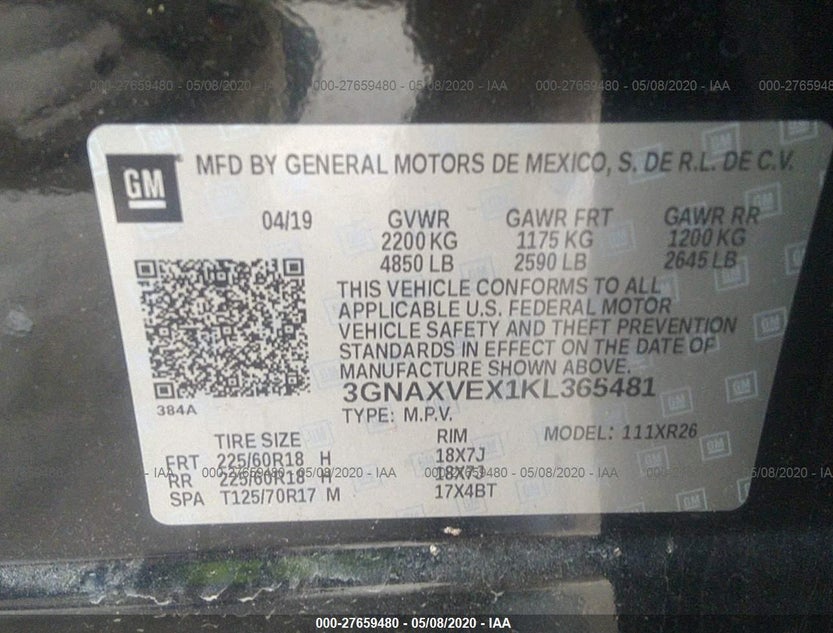 3GNAXVEX1KL365481